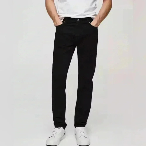 MANGO Mens Jan Slim Straight Black Jeans - Picture 1 of 7